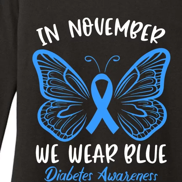 Diabetes Awareness 's Butterfly T1 T2 Womens CVC Long Sleeve Shirt