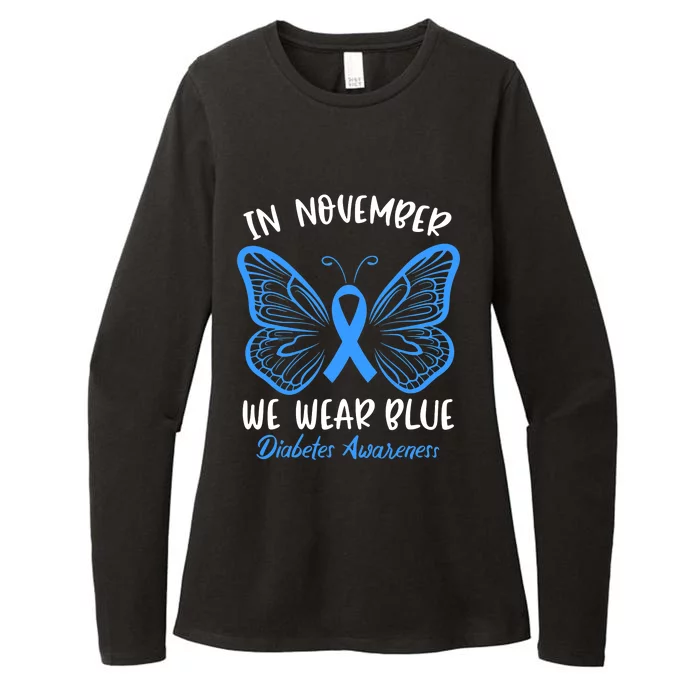 Diabetes Awareness 's Butterfly T1 T2 Womens CVC Long Sleeve Shirt