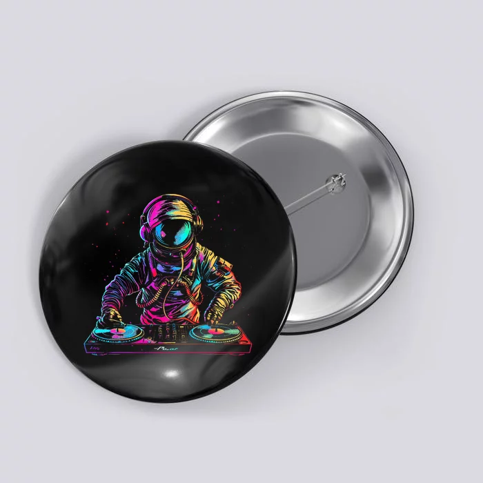 Dj Astronaut Space Edm Techno House Music Vinyl Record Funny Button