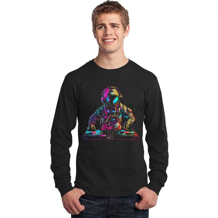 Dj Astronaut Space Edm Techno House Music Vinyl Record Funny Tall Long Sleeve T-Shirt