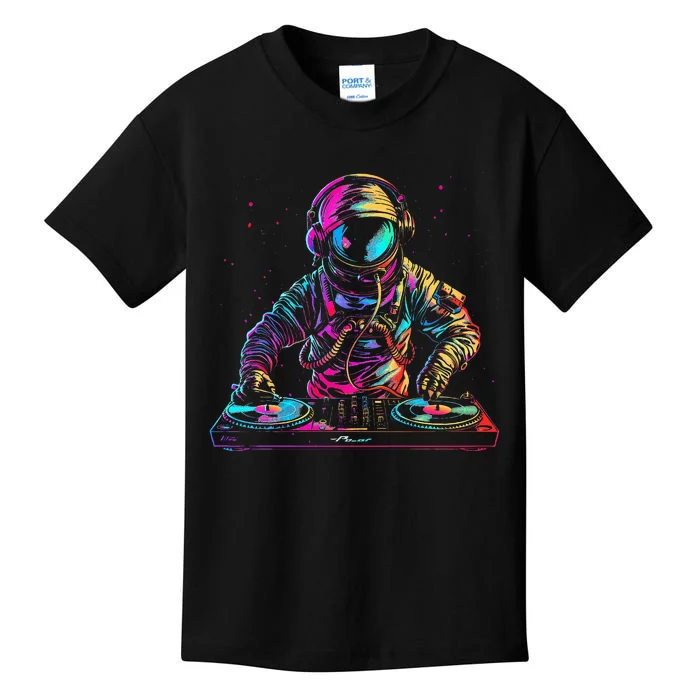 Dj Astronaut Space Edm Techno House Music Vinyl Record Funny Kids T-Shirt