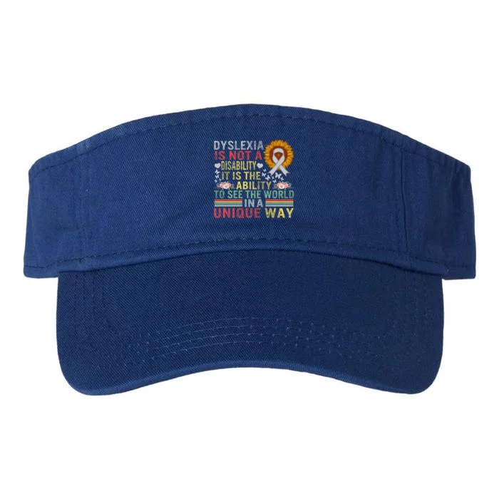 Dyslexia Awareness See World Unique Not Disability Sunflower Gift Valucap Bio-Washed Visor