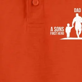 Dad A Sons First Hero A Daughters First Love Gift Dry Zone Grid Performance Polo