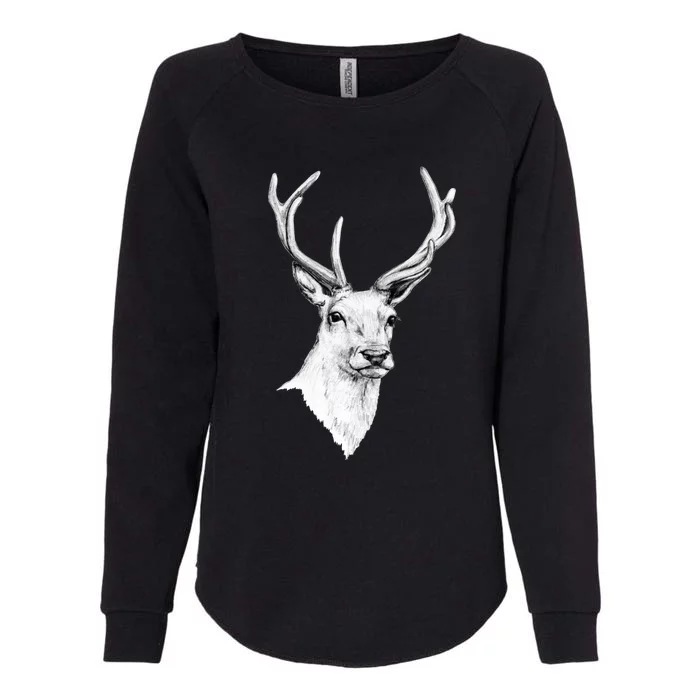 Deer Antlers Stag Head Womens California Wash Sweatshirt