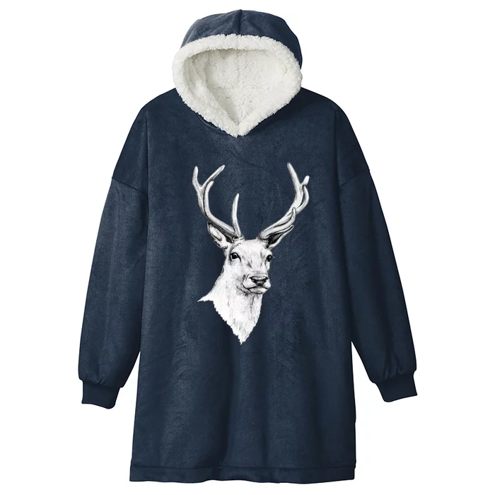 Deer Antlers Stag Head Hooded Wearable Blanket