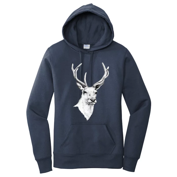 Deer Antlers Stag Head Women's Pullover Hoodie