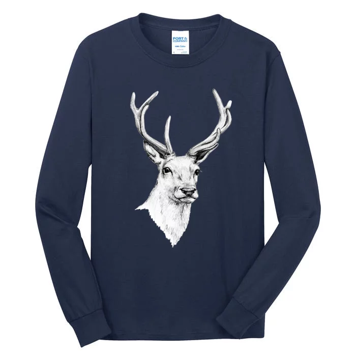 Deer Antlers Stag Head Tall Long Sleeve T-Shirt