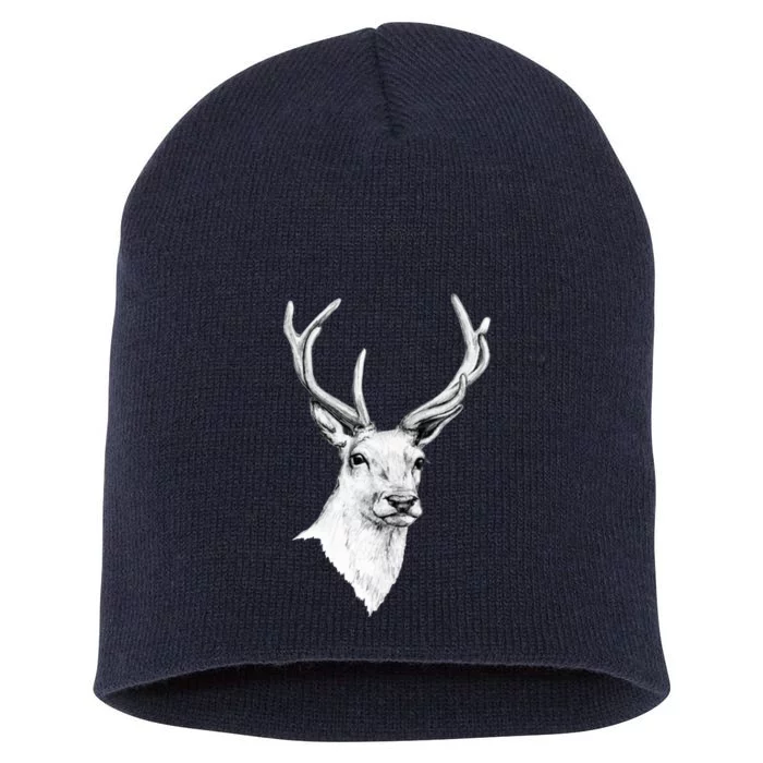 Deer Antlers Stag Head Short Acrylic Beanie