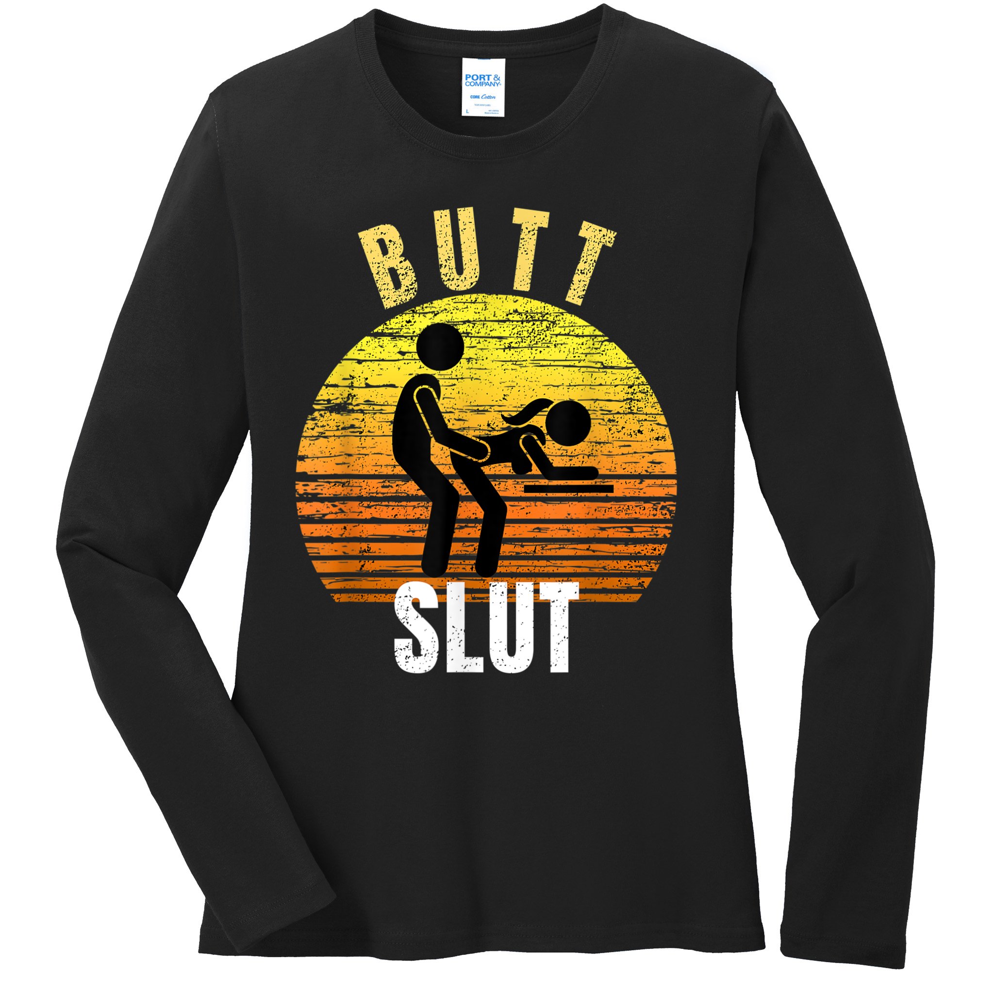 Distressed Anal Slut Kinky Butt Slut Anal Sex Lover Ladies Missy Fit Long Sleeve Shirt TeeShirtPalace