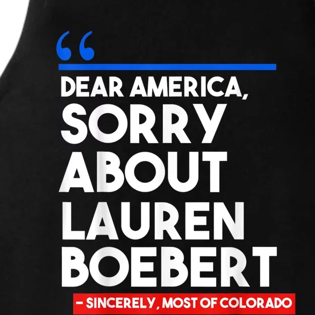 Dear America Sorry About Lauren Boebert Ladies Tri-Blend Wicking Tank