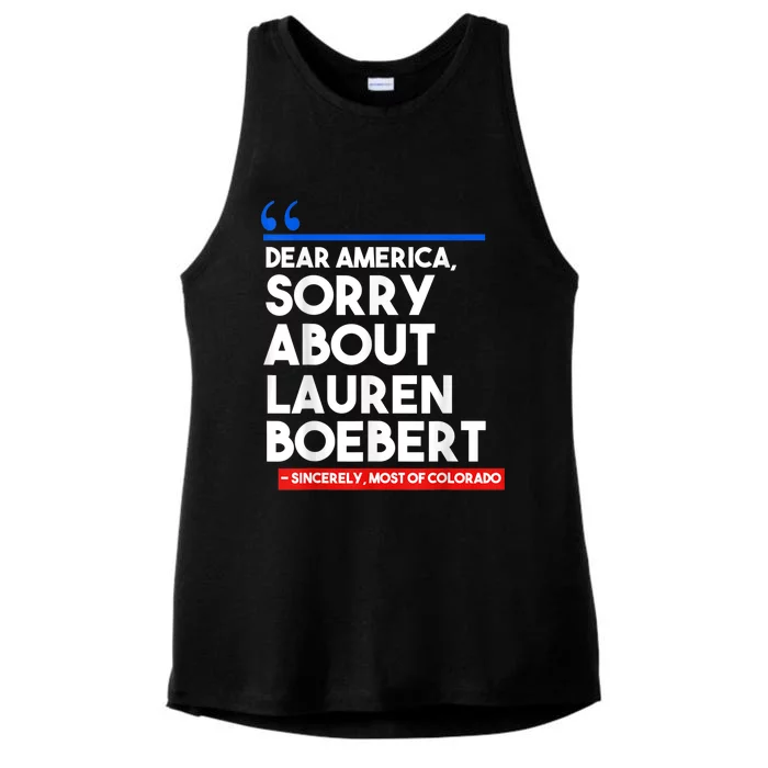 Dear America Sorry About Lauren Boebert Ladies Tri-Blend Wicking Tank