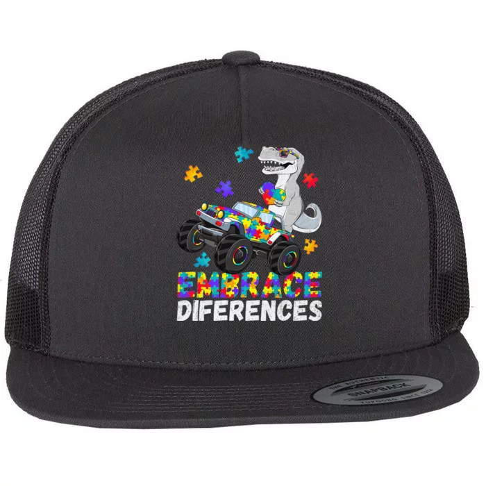 Dinosaur Autism Spectrum For autism mom Flat Bill Trucker Hat