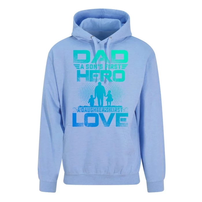 Dad A Sons First Hero A Daughters First Love Fathers Day Gift Unisex Surf Hoodie