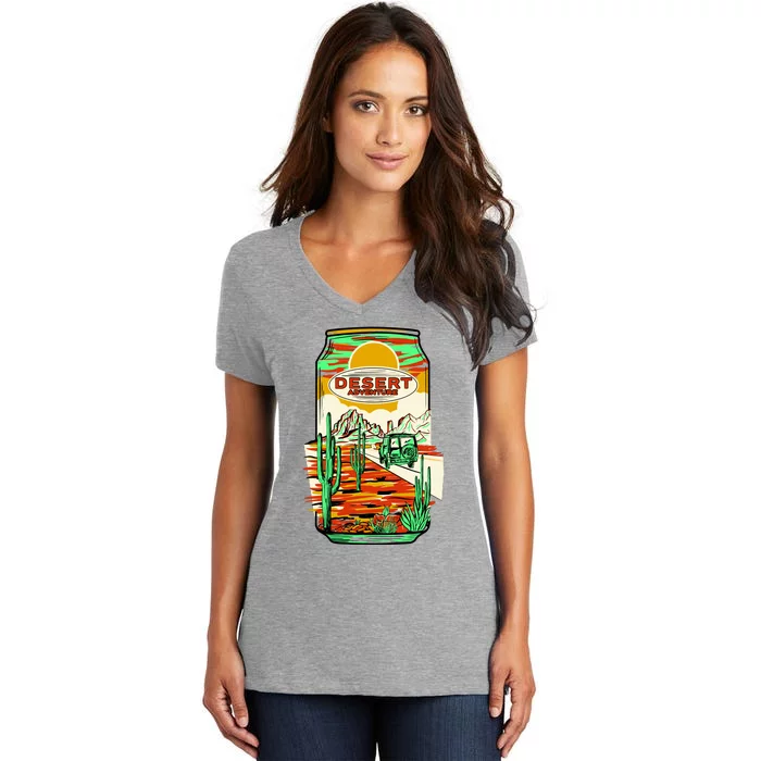 Desert Adventure Soda Can Women's V-Neck T-Shirt