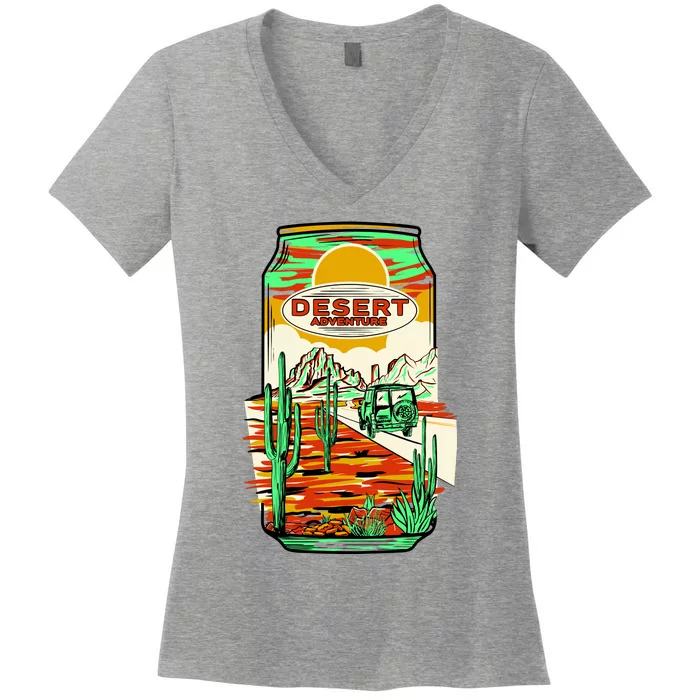 Desert Adventure Soda Can Women's V-Neck T-Shirt