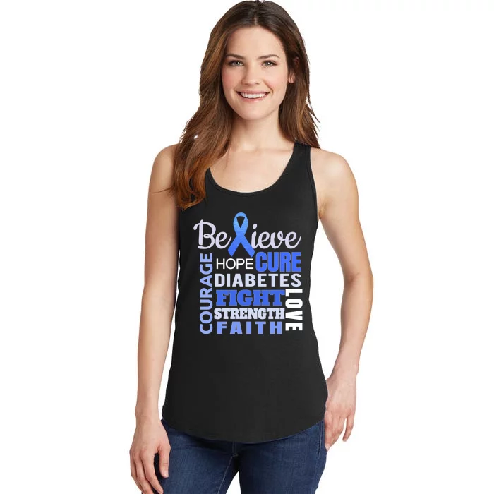 Diabetes Awareness Shirt Blue Ribbon Diabetes Ladies Essential Tank