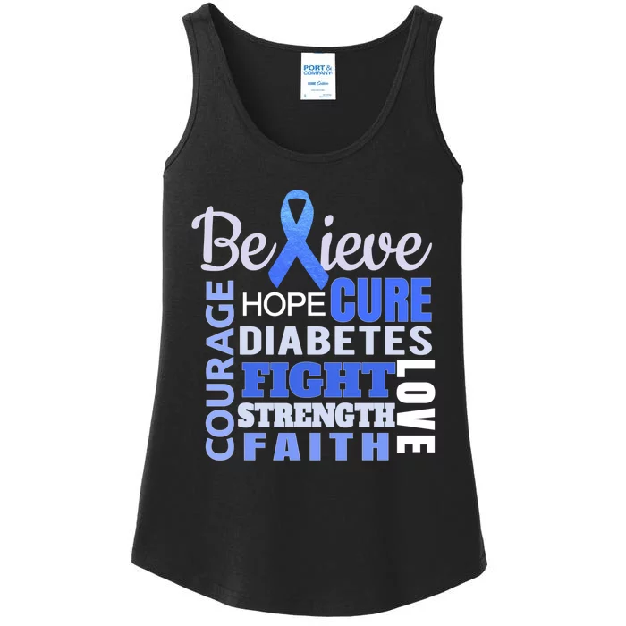 Diabetes Awareness Shirt Blue Ribbon Diabetes Ladies Essential Tank