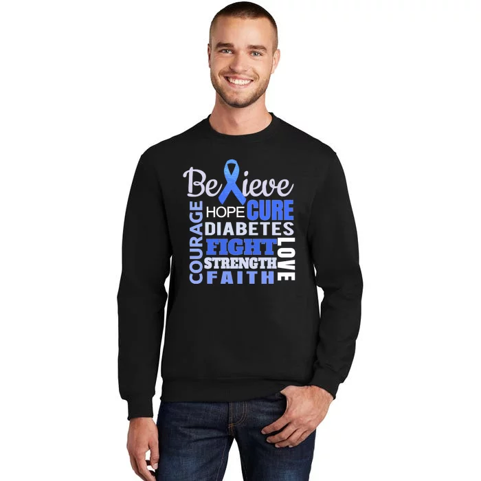 Diabetes Awareness Shirt Blue Ribbon Diabetes Tall Sweatshirt