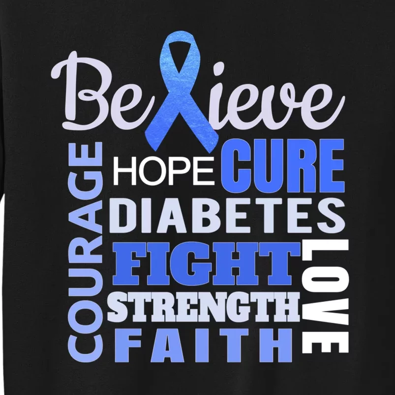 Diabetes Awareness Shirt Blue Ribbon Diabetes Tall Sweatshirt