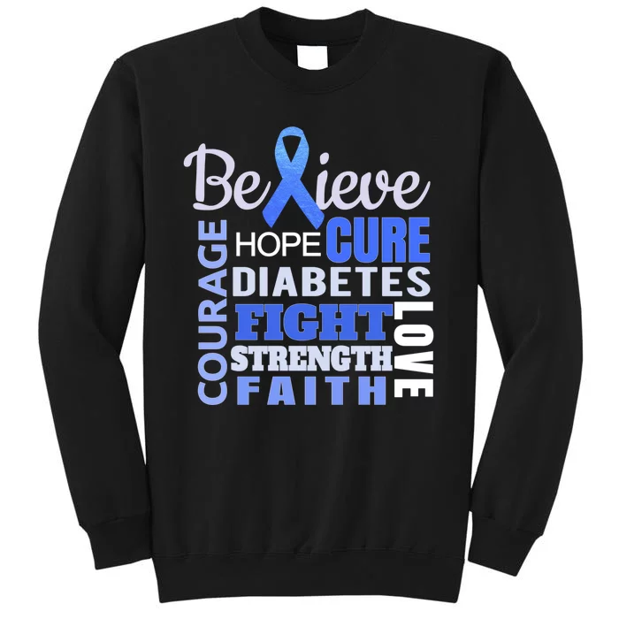 Diabetes Awareness Shirt Blue Ribbon Diabetes Tall Sweatshirt