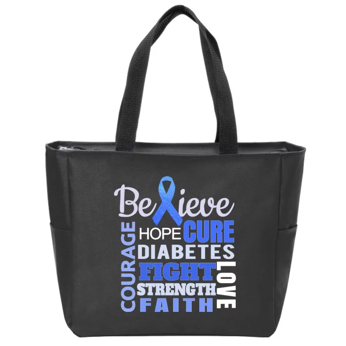 Diabetes Awareness Shirt Blue Ribbon Diabetes Zip Tote Bag