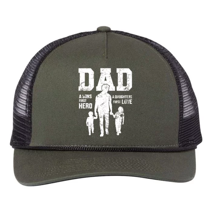 Daddy A Son's First Hero A Daughter's First Love Retro Rope Trucker Hat Cap