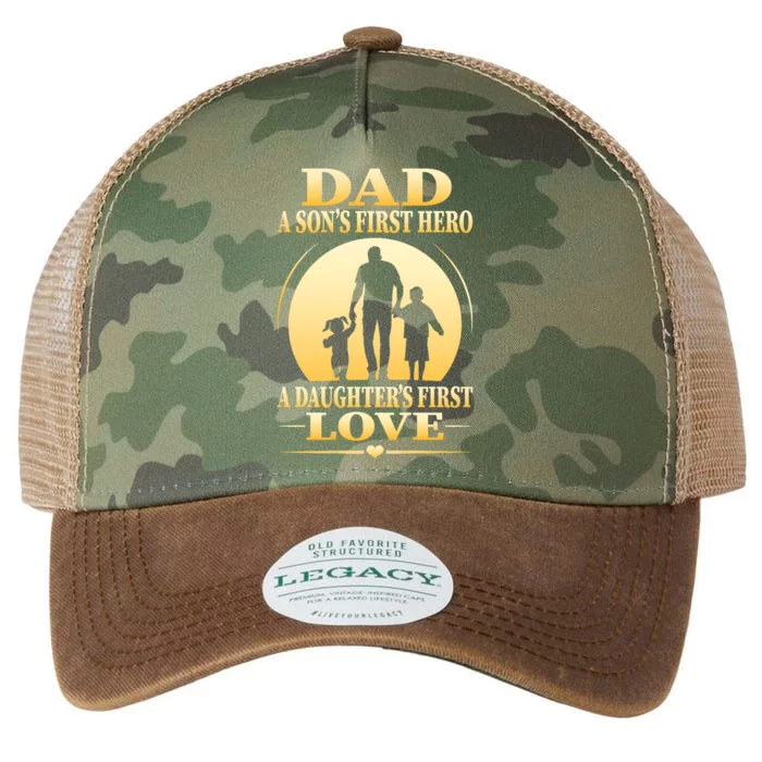 Dad A SonS First Hero A DaughterS First Love Legacy Tie Dye Trucker Hat