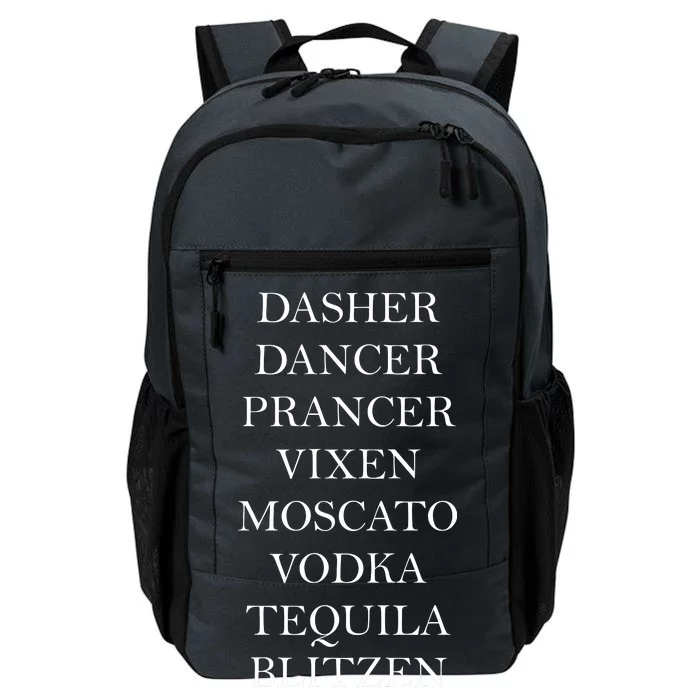 Dasher Dancer Prancer Vixen Moscato Vodka Tequila Blitzen Christmas Daily Commute Backpack