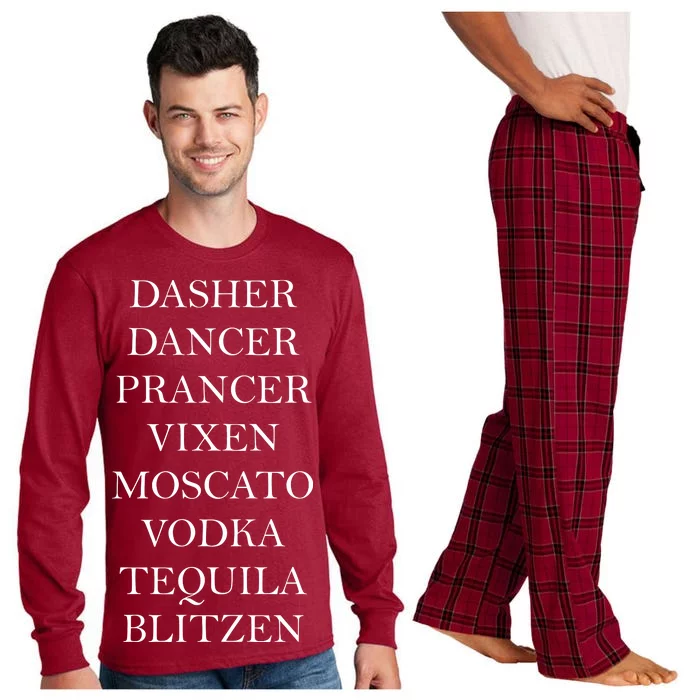 Dasher Dancer Prancer Vixen Moscato Vodka Tequila Blitzen Christmas Long Sleeve Pajama Set