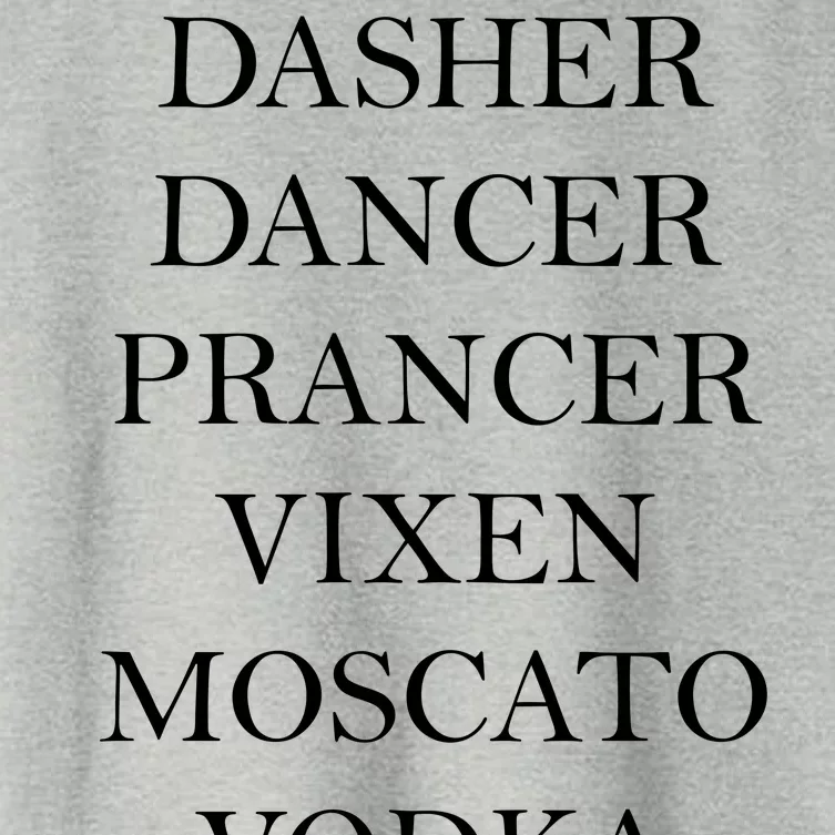 Dasher Dancer Prancer Vixen Moscato Vodka Tequila Blitzen Christmas Women's Crop Top Tee