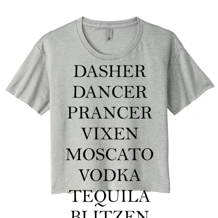 Dasher Dancer Prancer Vixen Moscato Vodka Tequila Blitzen Christmas Women's Crop Top Tee