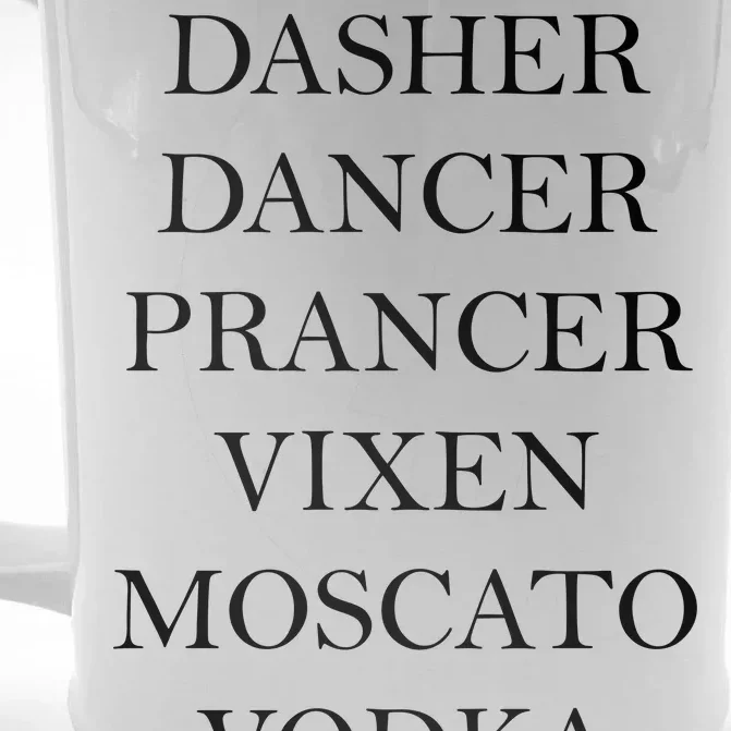 Dasher Dancer Prancer Vixen Moscato Vodka Tequila Blitzen Christmas Front & Back Beer Stein