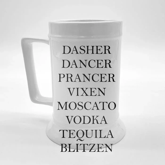 Dasher Dancer Prancer Vixen Moscato Vodka Tequila Blitzen Christmas Front & Back Beer Stein