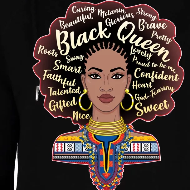 Dashiki Black Queen Womens Funnel Neck Pullover Hood