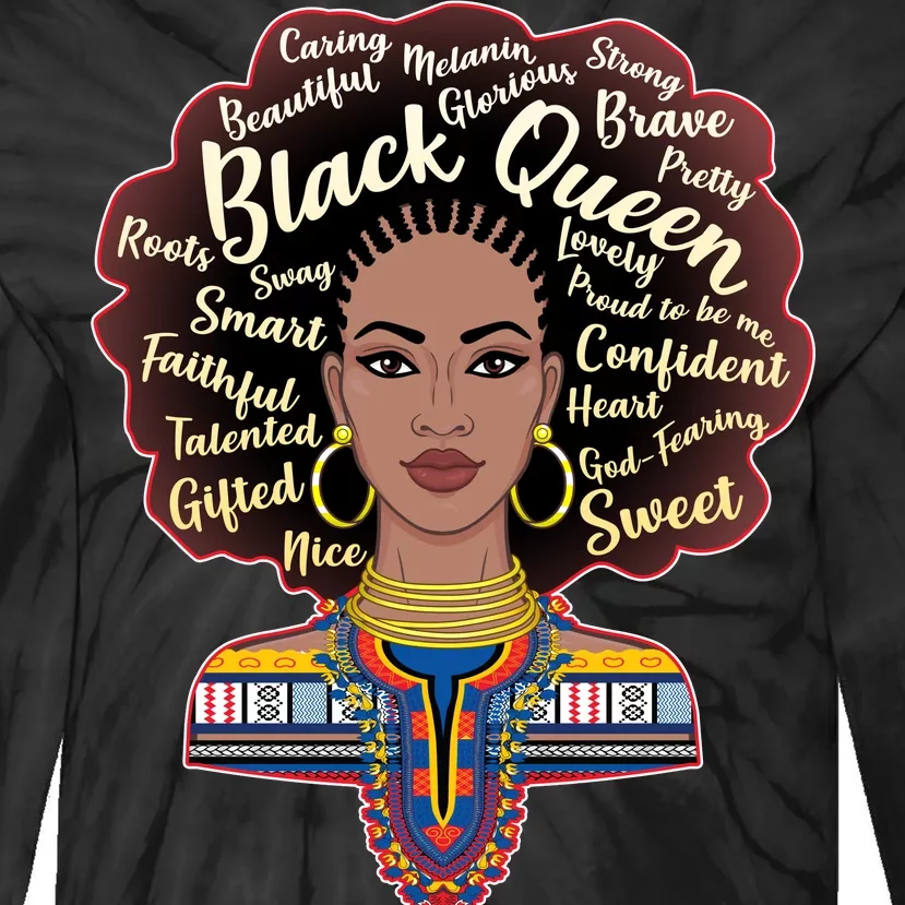 Dashiki Black Queen Tie-Dye Long Sleeve Shirt