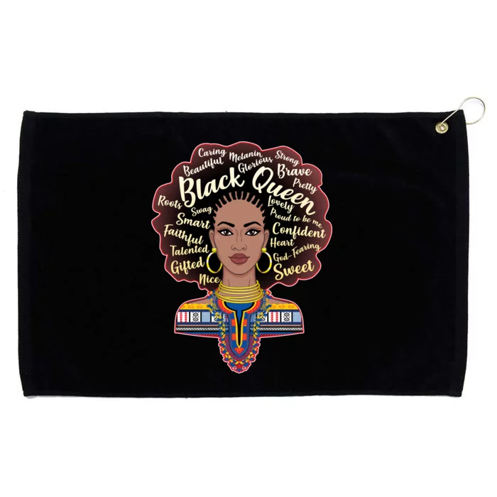 Dashiki Black Queen Grommeted Golf Towel