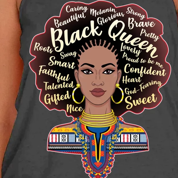 Dashiki Black Queen Women's Knotted Racerback Tank