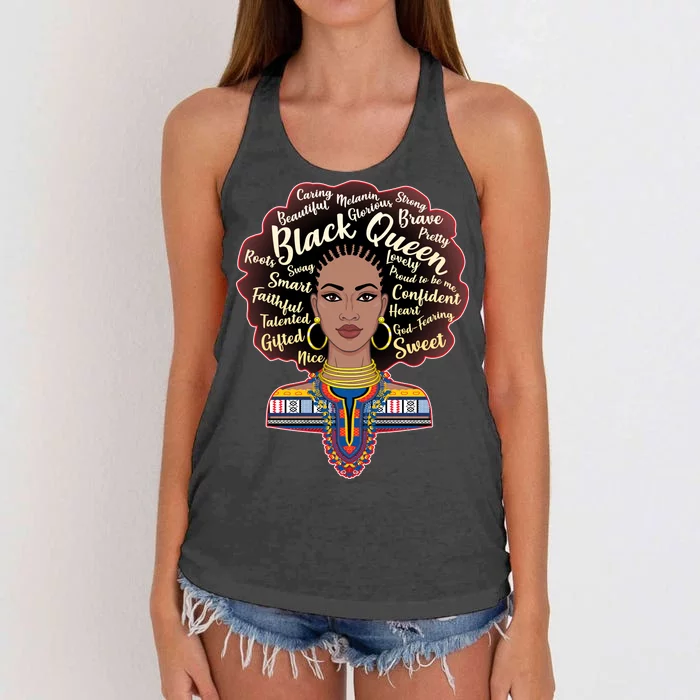 Dashiki Black Queen Women's Knotted Racerback Tank