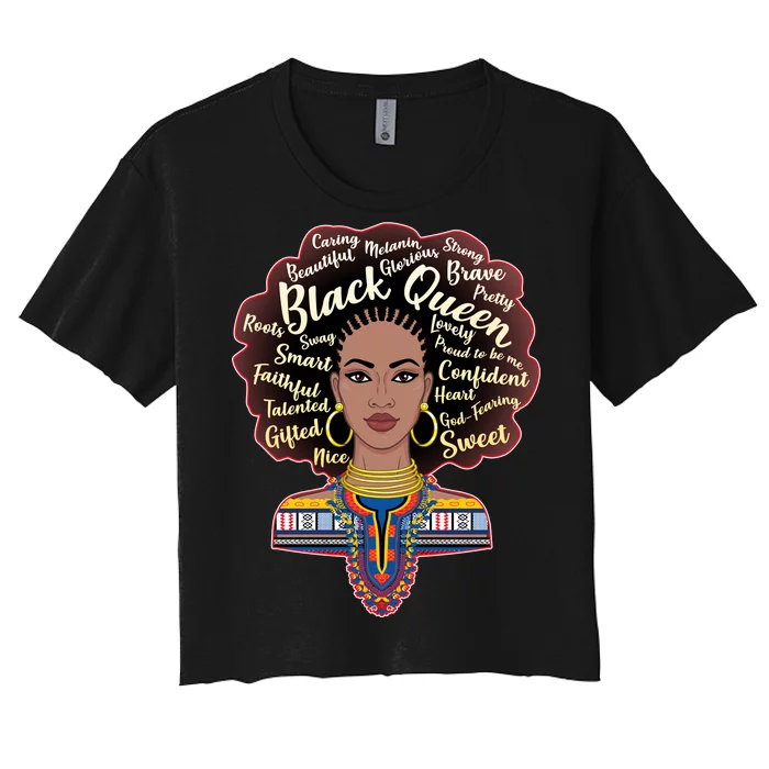 Dashiki Black Queen Women's Crop Top Tee