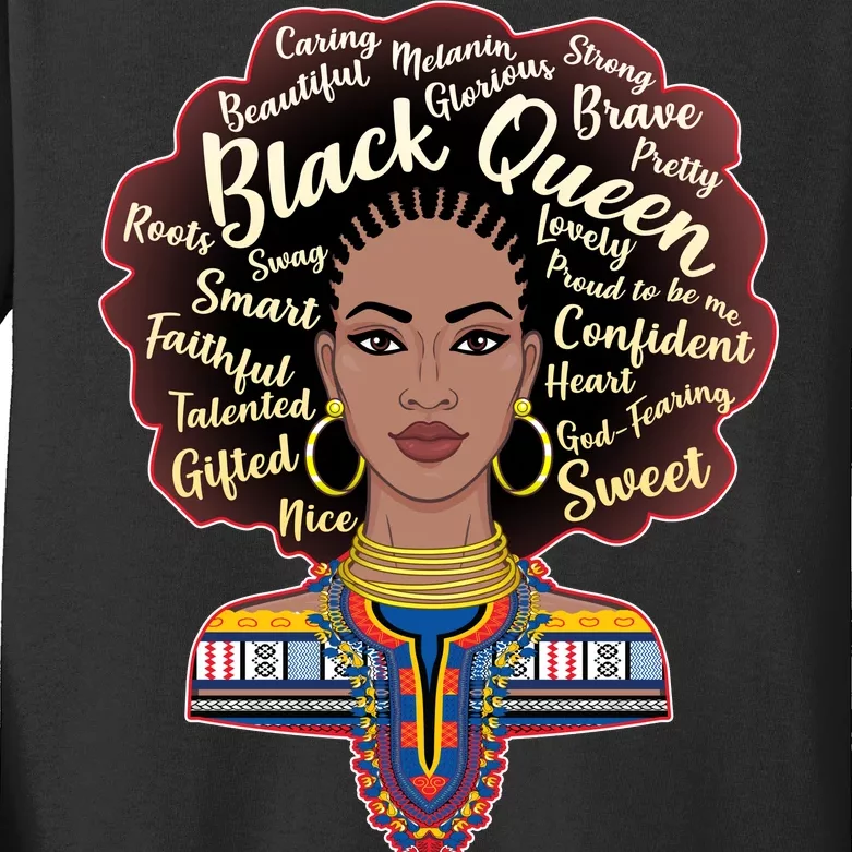 Dashiki Black Queen Kids Long Sleeve Shirt