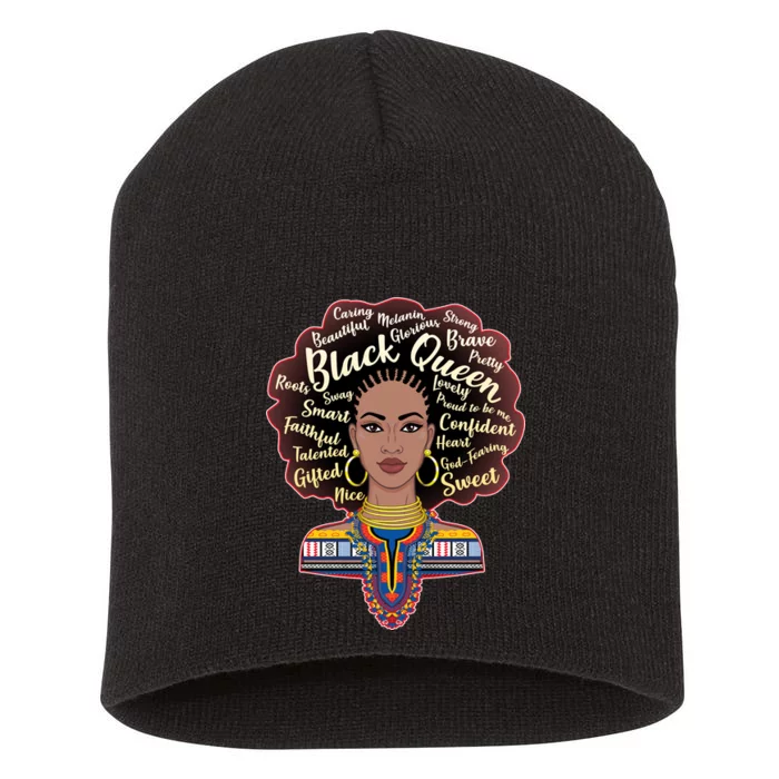 Dashiki Black Queen Short Acrylic Beanie