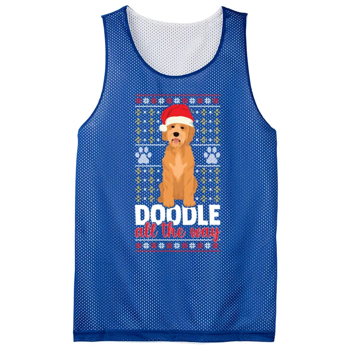 Doodle All The Way Funny Goldendoodle Santa Hat Christmas Gift Mesh Reversible Basketball Jersey Tank