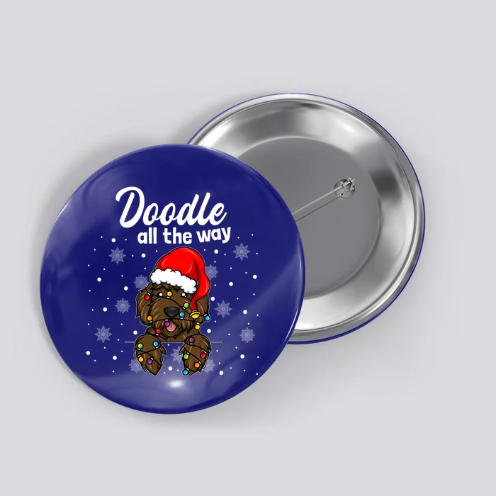 Doodle All The Way Labradoodle Santa Claus Hat Christmas Gift Button