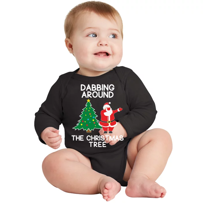 Dabbing Around The Christmas Tree Baby Long Sleeve Bodysuit