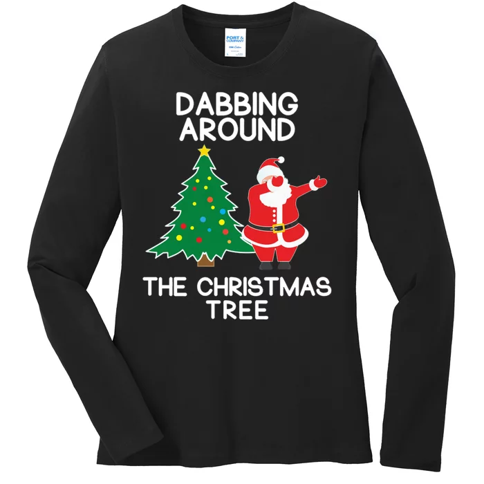 Dabbing Around The Christmas Tree Ladies Long Sleeve Shirt