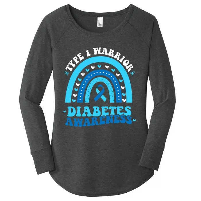 Diabetes Awareness Type 1 Warrior T1D Blue Ribbon Women's Perfect Tri Tunic Long Sleeve Shirt