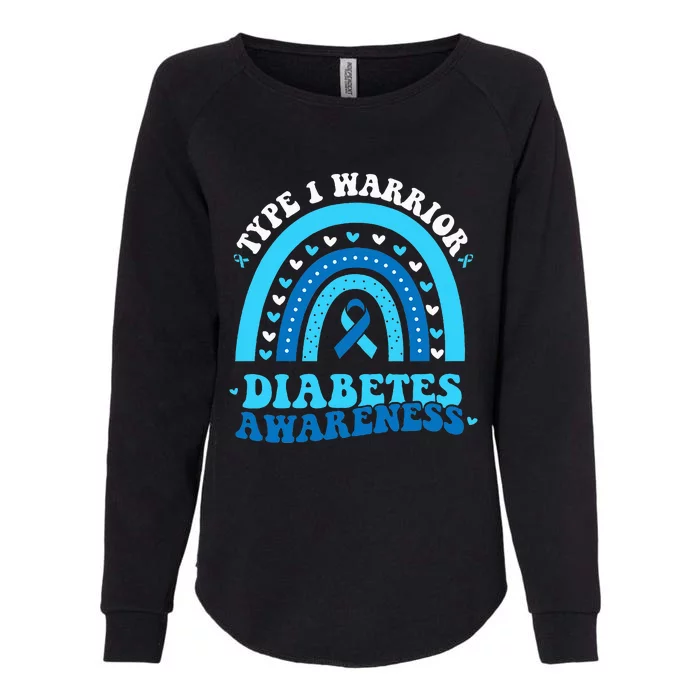 Diabetes Awareness Type 1 Warrior T1D Blue Ribbon Womens California Wash Sweatshirt