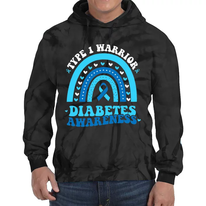 Diabetes Awareness Type 1 Warrior T1D Blue Ribbon Tie Dye Hoodie