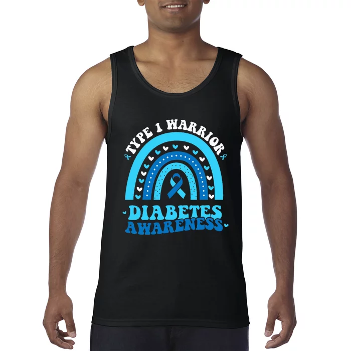 Diabetes Awareness Type 1 Warrior T1D Blue Ribbon Tank Top