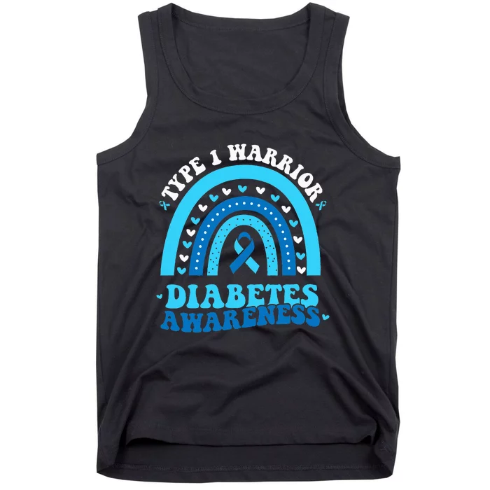 Diabetes Awareness Type 1 Warrior T1D Blue Ribbon Tank Top